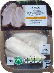 Skinless Chicken Breast Fillets - Cooked 220G