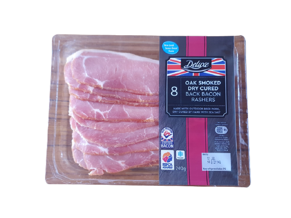 Deluxe Smoked Dry Cured British Back Bacon 8 slices
