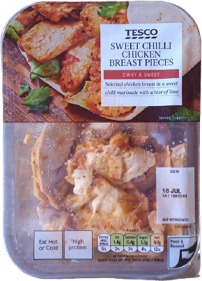 Tesco Zingy Sweet Chilli Chicken Chunks 180G (use by 18 July or freeze)