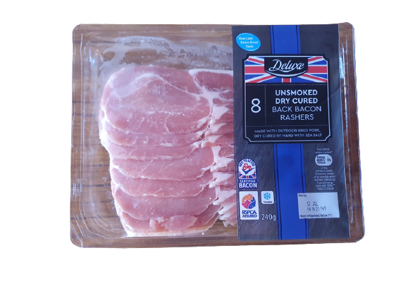 Deluxe Dry Cured British Back Bacon 8 slices