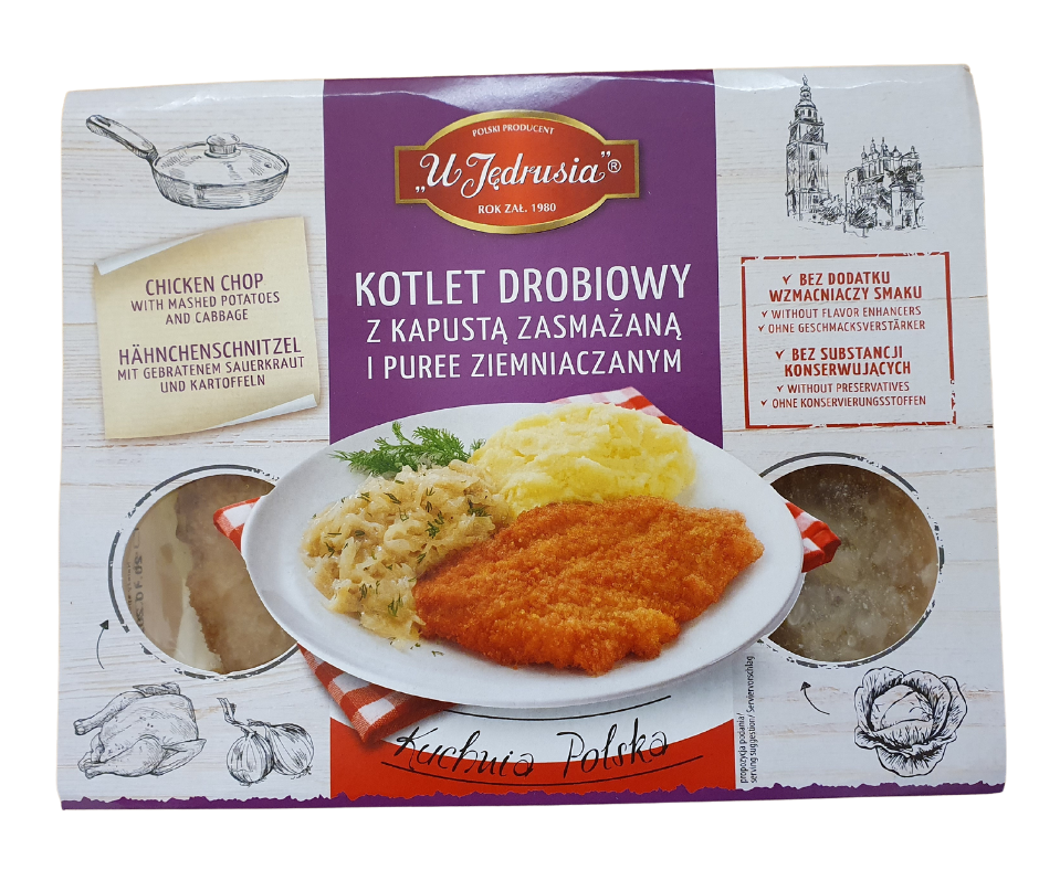 Breaded Chicken, mash and cabbage