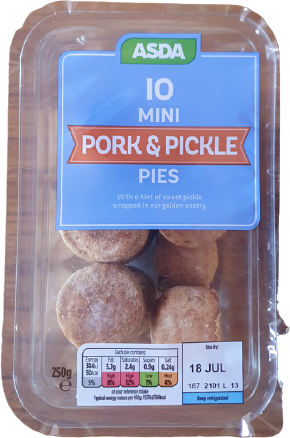 ASDA 10 Mini Pork & Pickle Pies (use by 18 July)