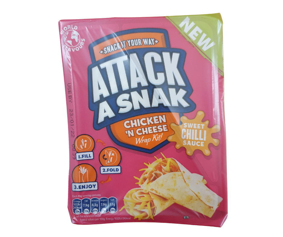 Attack A Snak Chicken & Cheese Wrap Kit & Sweet Chilli 99G
